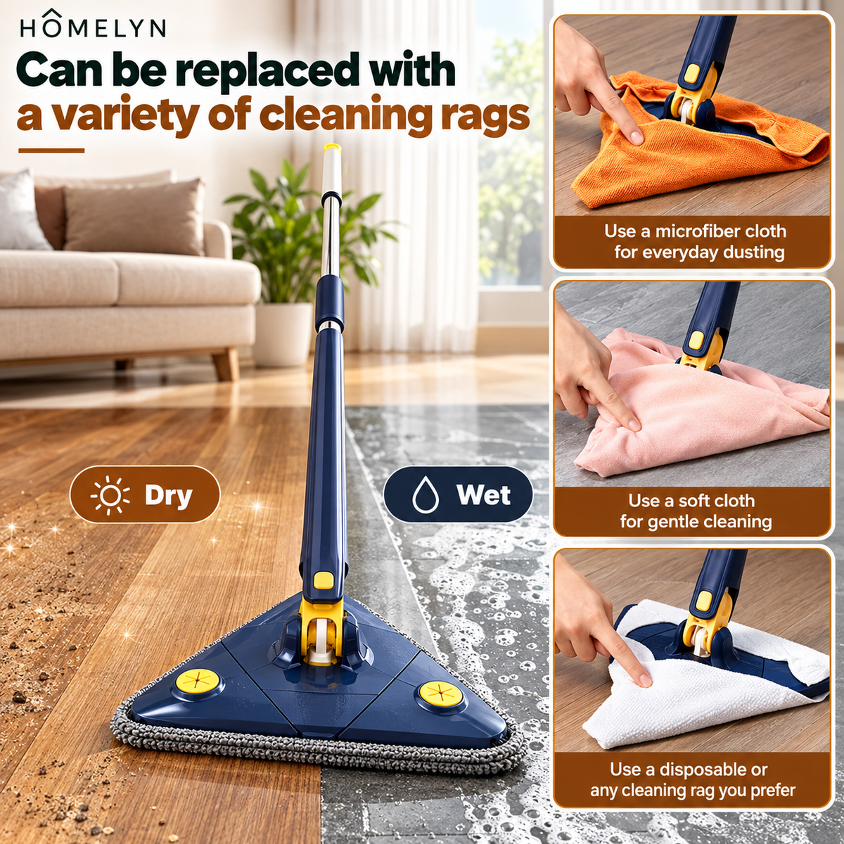 360° ROTATING EXTENDABLE TRAINGULAR MOP