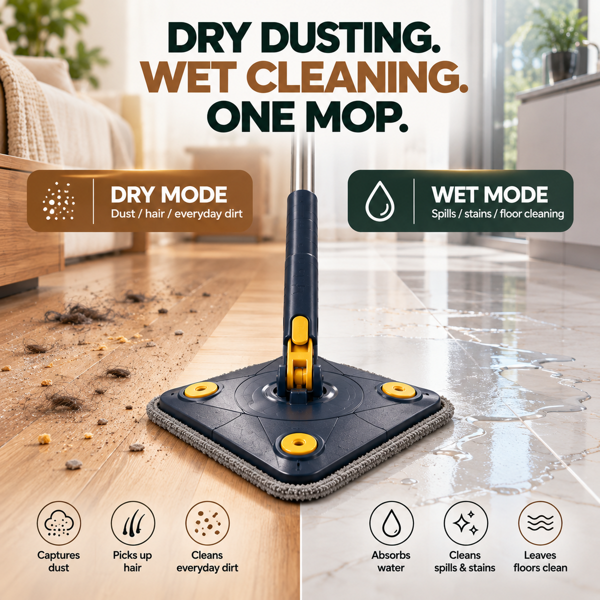 360° ROTATING EXTENDABLE TRAINGULAR MOP