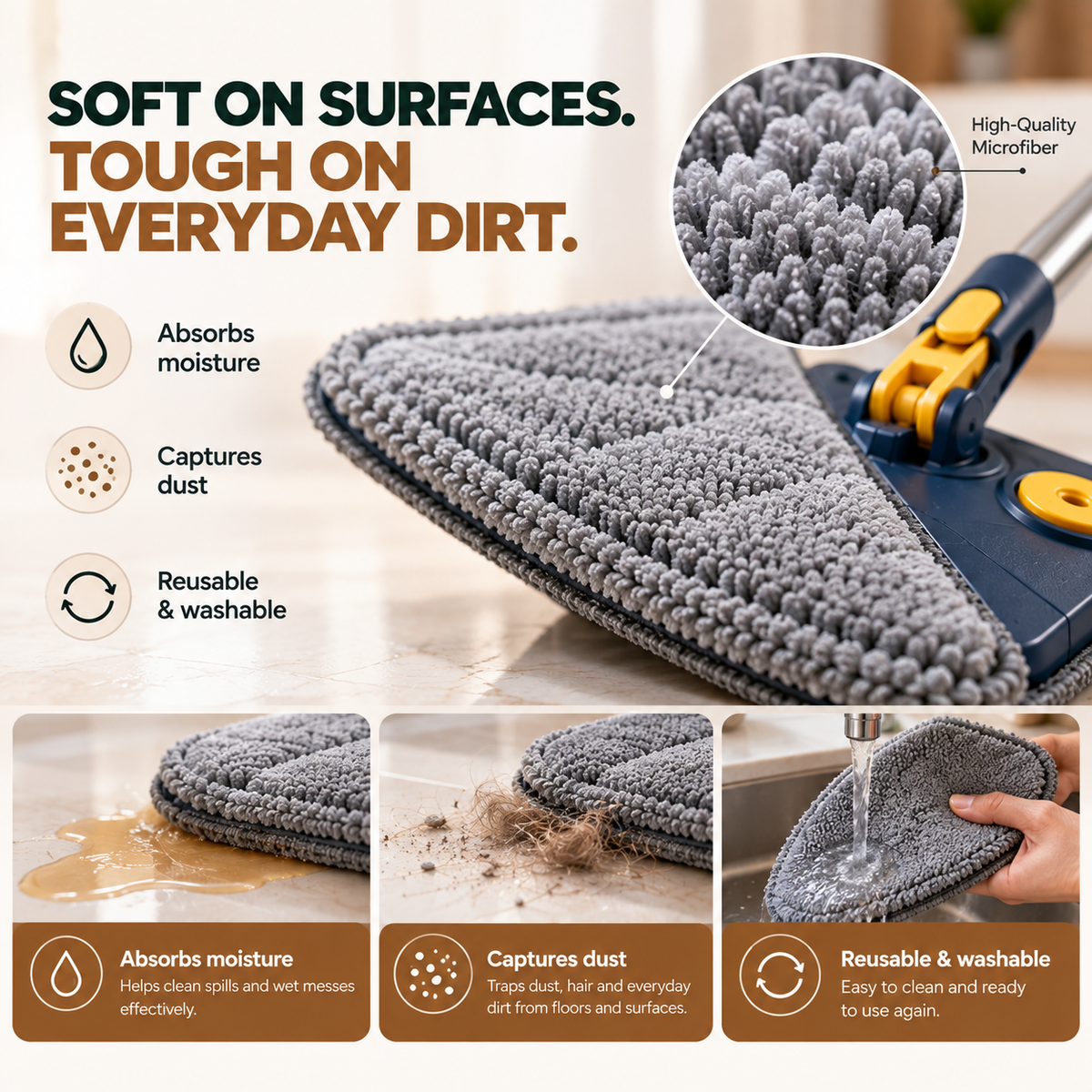 360° ROTATING EXTENDABLE TRAINGULAR MOP