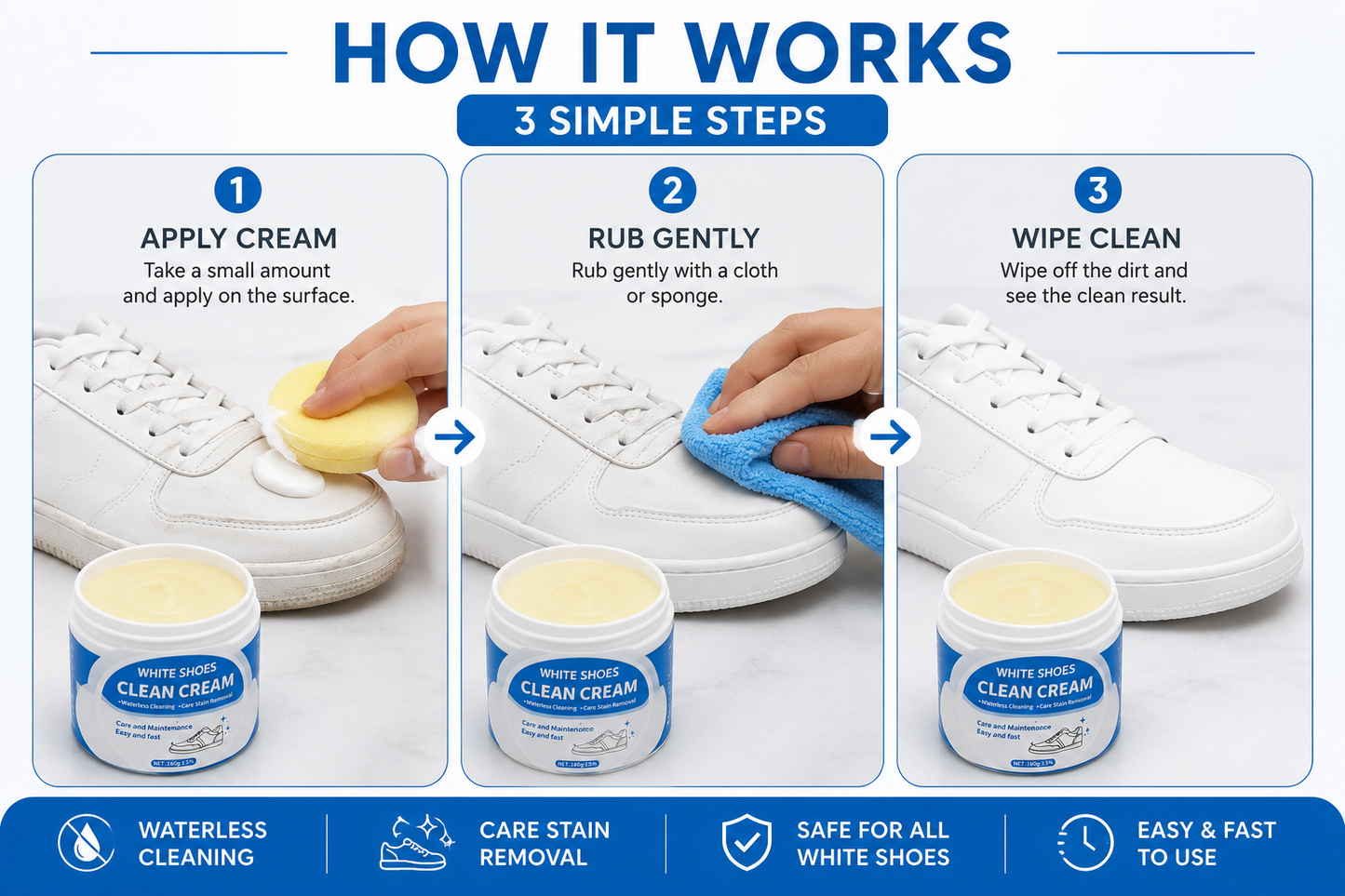 Multipurpose Whitening Cleaning Cream with Sponge