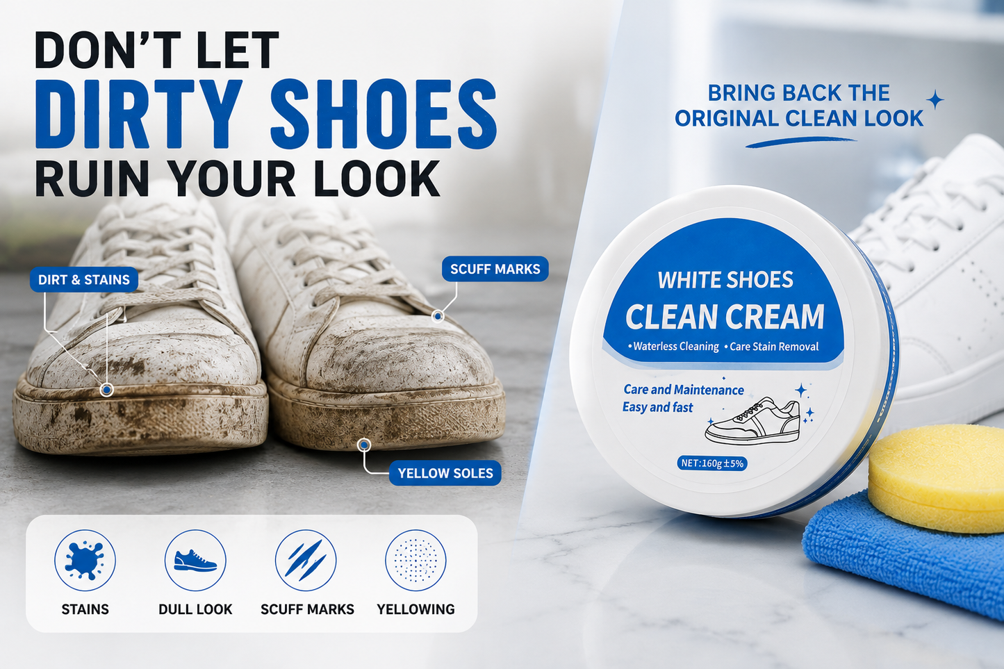 Multipurpose Whitening Cleaning Cream with Sponge