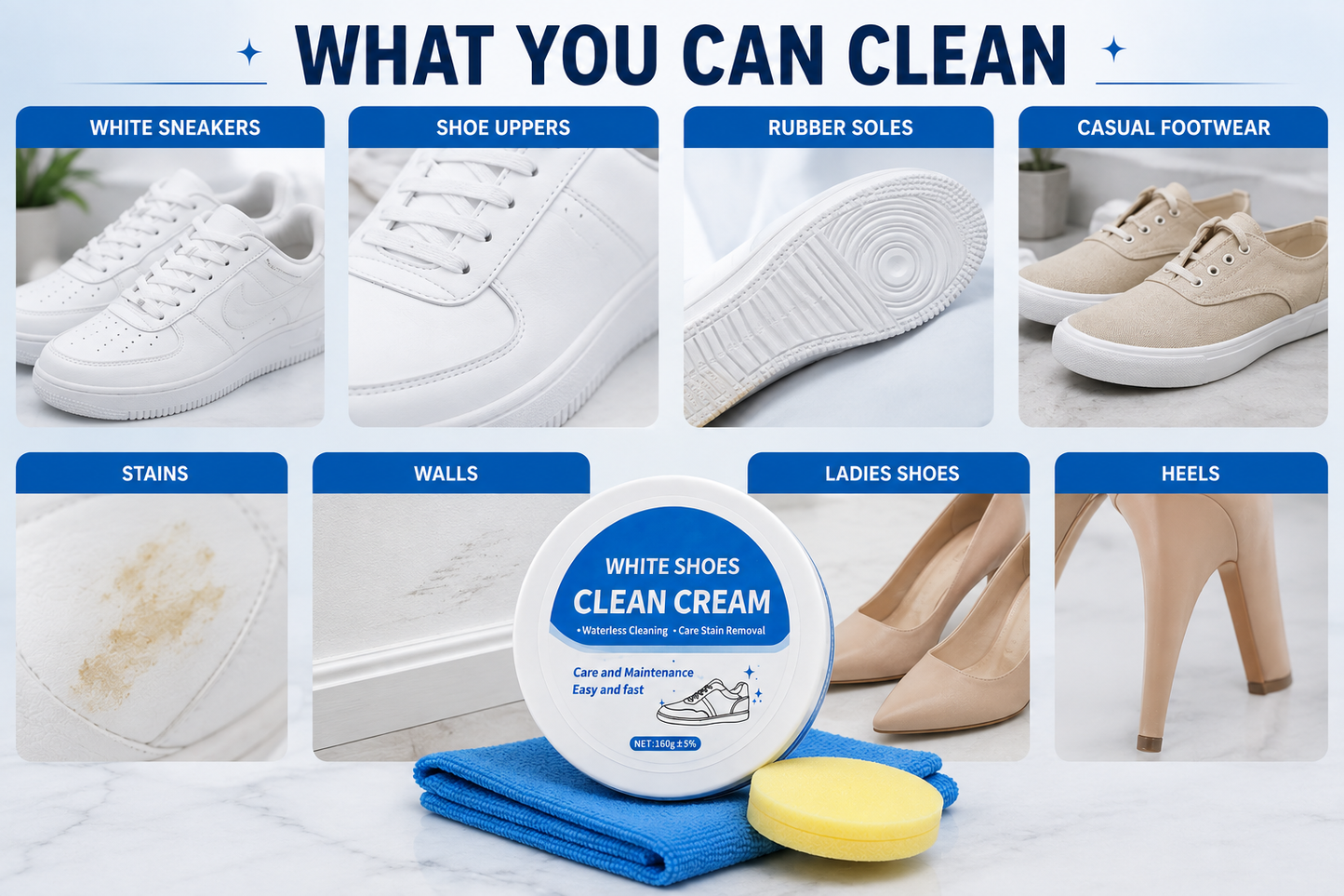 Multipurpose Whitening Cleaning Cream with Sponge