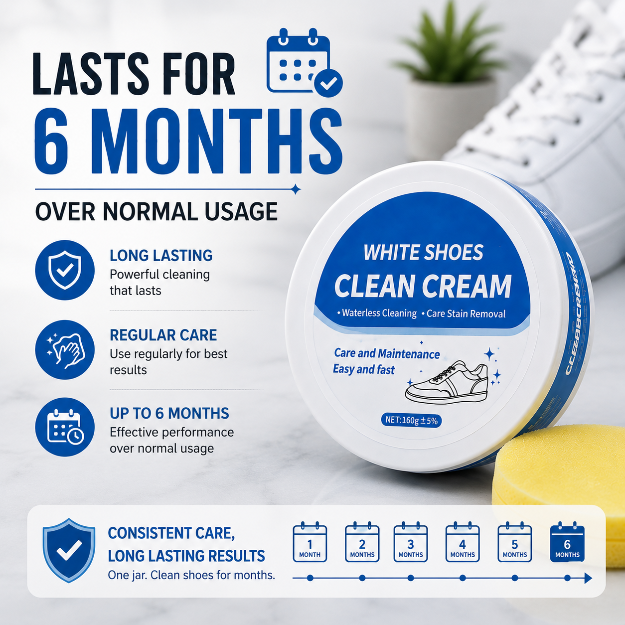 Multipurpose Whitening Cleaning Cream with Sponge