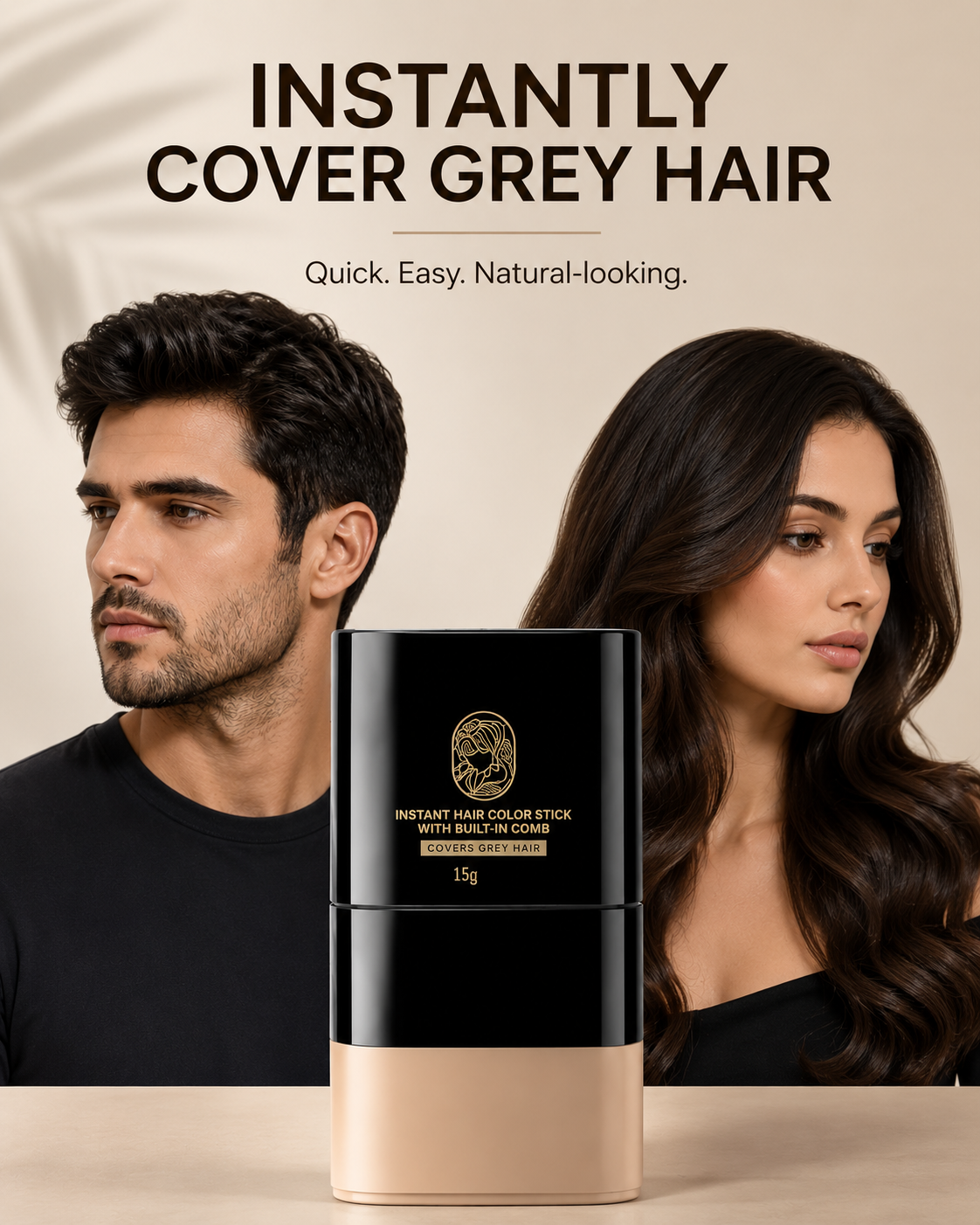 Instant Hair Dye Stick with Built-in Comb, Gray Hair Dye, 2-in-1 Touch-Up Comb