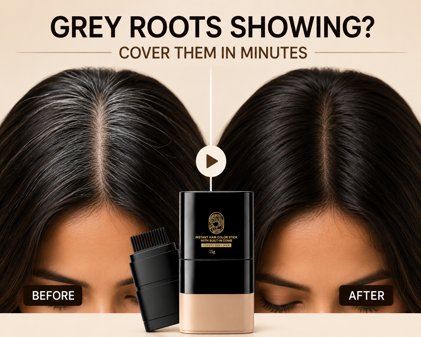 Instant Hair Dye Stick with Built-in Comb, Gray Hair Dye, 2-in-1 Touch-Up Comb