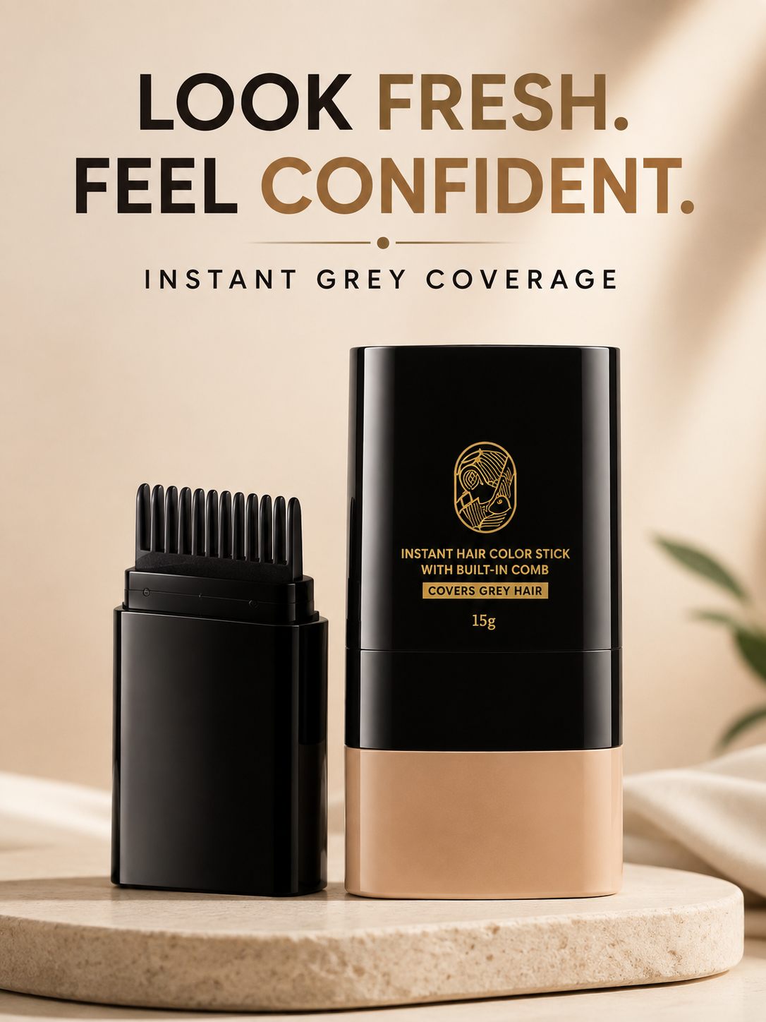 Instant Hair Dye Stick with Built-in Comb, Gray Hair Dye, 2-in-1 Touch-Up Comb